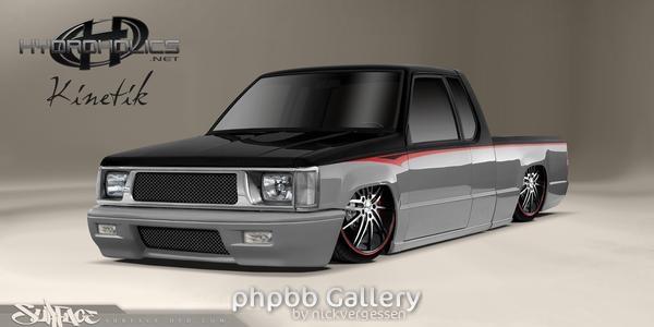Cool trucks form around the net.